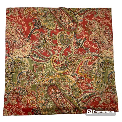 Pottery Barn Caesarea EURO Pillow Sham 100% Cotton Paisley Red Green-image