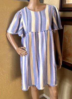 Dip Women's Beach Lagenlook Empire Waist Dress sz L-image