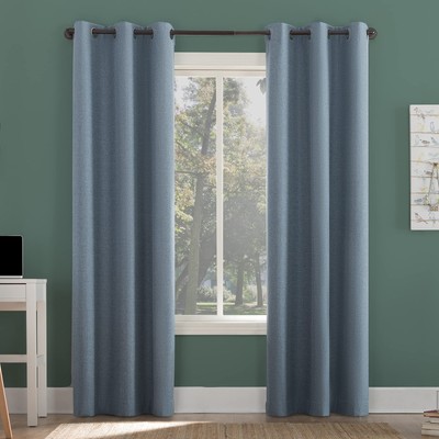 Miles Woven Grid Textured Total Blackout Grommet Curtain Panel, 40
