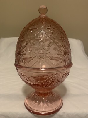 L.E. Smith Vintage Alexandra Glass Egg Shaped Candy Dish-image