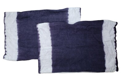 Pottery Barn 2 Pillow Covers Purple White Tie Dyed 16x26 Hand Dip Zip Close-image