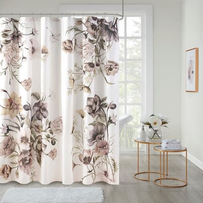 Gisele Blush 72 in. Printed Cotton Shower Curtain-image