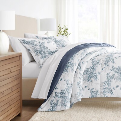 Kaycie Gray Floral Pattern Reversible Comforter Set-image