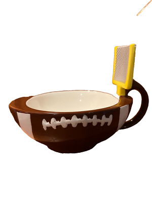 Maxis Creation Ceramic Football Dip Bowl Large Mug With Goal Post 15 Ounces-image