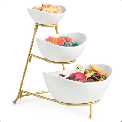 3 Tier Serving Bowls with Stand, Serving Dishes Chips and Dip Serving Set for...-image