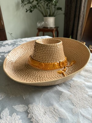 Whittier Ware Party Hat Sombrero Chips & Salsa Dip Server Bowl Vintage 13”-image