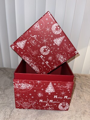 Design Studio Red Decorative Christmas Holiday Display Box Lid Closure Holiday-image