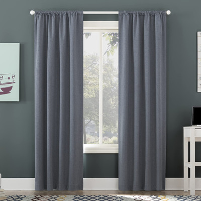 Jules Brushed Tonal Textured Total Blackout Rod Pocket Curtain Panel, 40