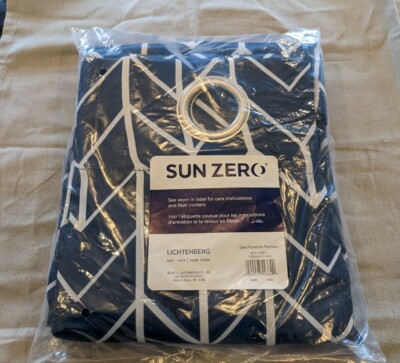 Sun Zero	40x95 Inch Kenwood Navy  Chevron Blackout Grommet Top Curtain Panel -image