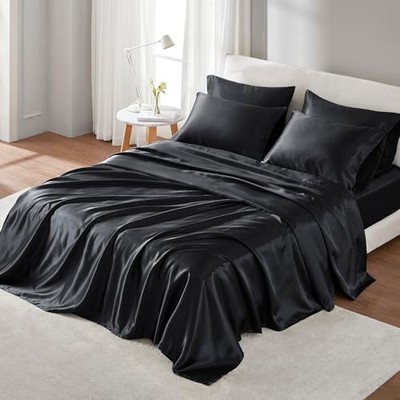 Madison Park Essentials Satin Sheet Set Luxury and Silky with Natural Sheen,-image