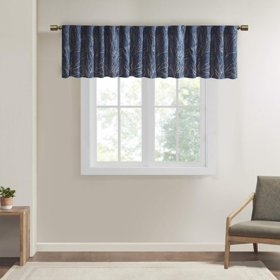 Andora Embroidered-Rod Pocket Valance, Tree Small Faux Silk Valances for Wind...-image