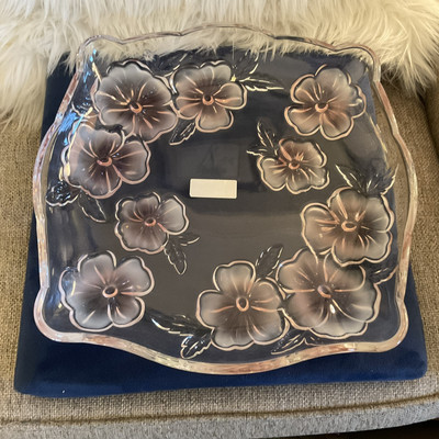 Vintage Mikasa Studio Nova Pink Pansy Bouquet Tray-image