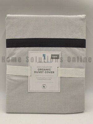 Pottery Barn Kids Decorator Organic Cotton Duvet Cover Gray Twin #A1326-image