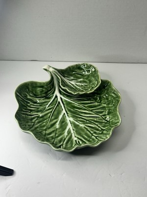 Bordallo Pinheiro Green Cabbage Large Chip & Dip Serving Bowl Tray Dish 13