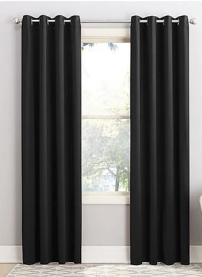 Sun Zero® Bella 108-Inch Grommet Window Curtain Panel in Black (Single)-image