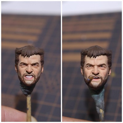 6in Deadpool Wolverine Logan Painted Head Carving For 1/12 FIGURE Body ML SHF-image