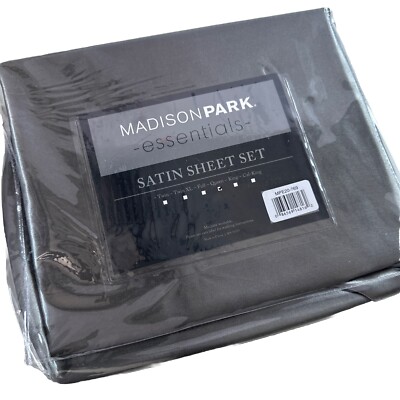 Madison Park Essentials Satin Queen Sheet Set Gray-image