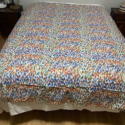 Pottery Barn Annabel Watercolor Dot Organic Percale Duvet Cover Full Queen-image