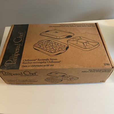 Pampered Chef Chillzanne Rectangle Server Deviled Eggs Veggie Dip Tray -image