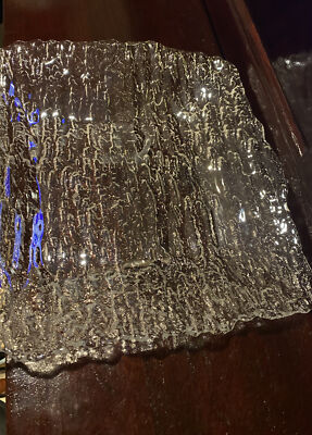 Iridescent Studio Art Rain Glass Square Plate Dish Tray 11” Waterfall Glass-image