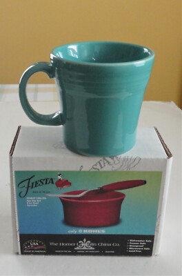 Mint Box Fiesta Scarlet 2 Pc Dip Set Bowl Spreader & Large Turquoise Coffee Mug-image