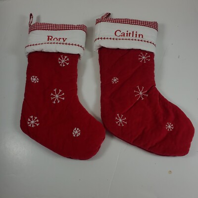 pottery barn kids stocking red snowflake monogram-image