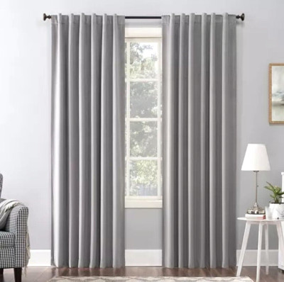 1pc- 50x96 Sun Zero 100% Blackout Amherst Velvet Thermal Back Curtain Panel Grey-image
