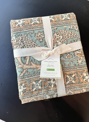 Pottery Barn Selena Kalamkari Cotton Duvet Cover Size Full/Queen 100% Cotton NEW-image