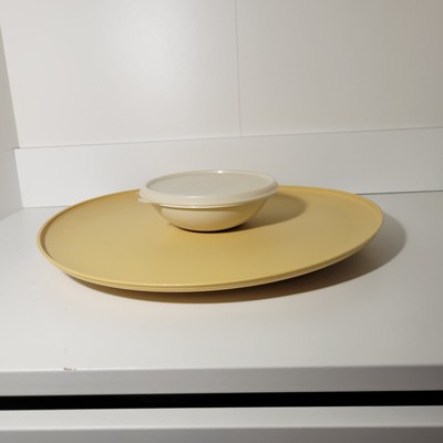 Vintage Tupperware Chip & Dip Serving Tray Dip-n-Serve with Bowl & Seal #492-3-image