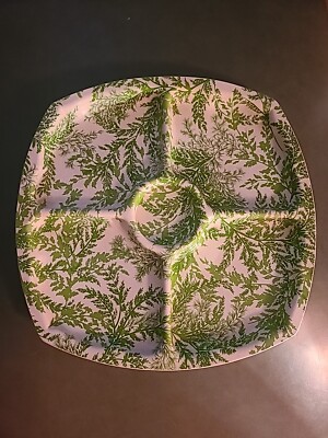 Match Mates International Laminate Fern Tropical Divided Vegetable Chip Dip Tray-image