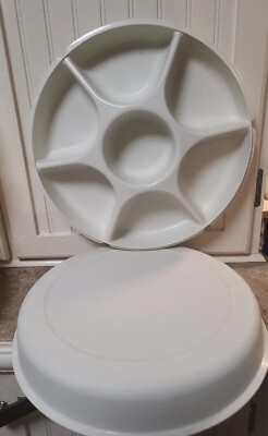 Vintage Tupperware Veggie Chip & Dip Divided Tray w/Lid 1665-1  1666-4 USA-image