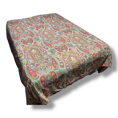 Pottery Barn Rosalie Paisley King Duvet Cover Fall Autumn Blue Orange Green Red-image