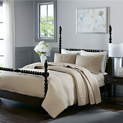 Madison Park Signature Serene Cotton Quilted Coverlet Set 3 PC King Size New-image