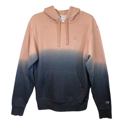 Champion Gradient Logo Dip Dye Fleece Hoodie Women Sz S Pink/Grey Sweatshirt-image