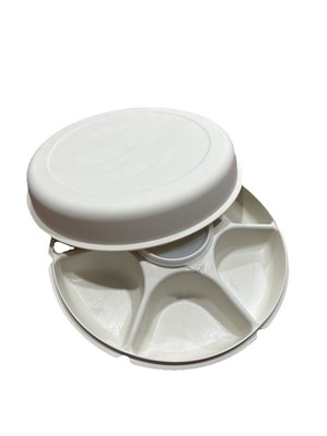 Vintage Tupperware 7 Section Divided Serving Tray w/Lid and Dip Container w/Lid-image