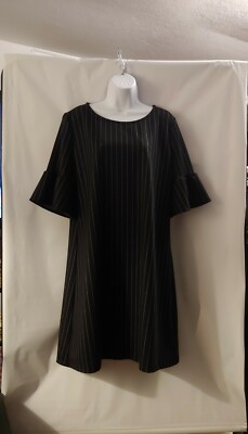 Women's Dip Black & Blue Striped Dress, XL-image