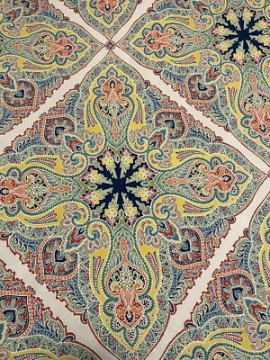 Pottery Barn Duvet Cover KING Paisley Medallion Cotton Multicolor VINTAGE-image