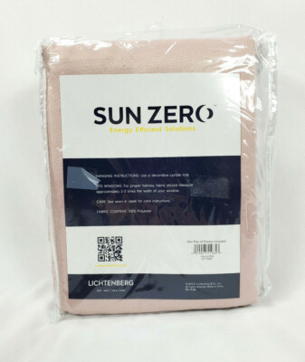Sun Zero Blush Pink Emory Room-Darkening Rod-Pocket Curtain Panel Pair, 108