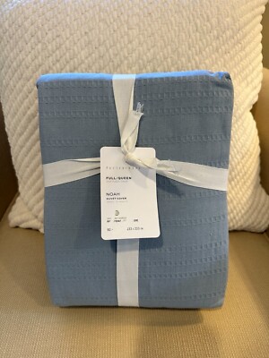 NEW Pottery Barn Noah Textured Duvet Cover Size Full / Queen  Blue 88 x 92-image