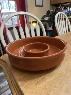 Rare Find!’Perfect Condition Terracotta Chip And Dip Serving Tray -image