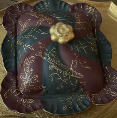Antique Alfred Lanternier Depose Limoges France Covered Serving Dish HandPainted-image