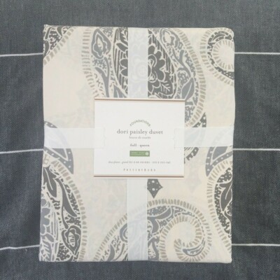 POTTERY BARN Dori Paisley DUVET COVER  only Queen Grey-image
