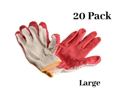 20 Pack - Large Latex Dipped Nitrile Coated Work Gloves | Disposable Heavy Duty-image