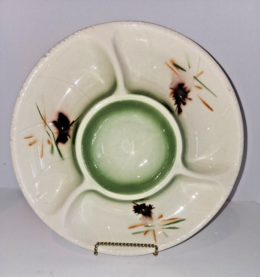 Vintage MCM Lane and Co Divided Chip Dip / Relish Tray 3060 Cali Pottery-image