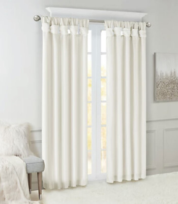 MADISON PARK Emilia 95-Inch Twist Tab Window Curtain SINGLE Panel in White-image