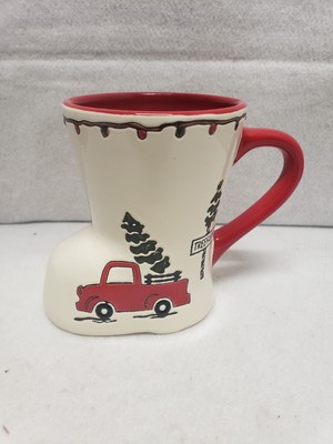Potter's Studio Red Truck w Christmas Trees Boot-shaped Coffee Mug Holiday 12 oz-image