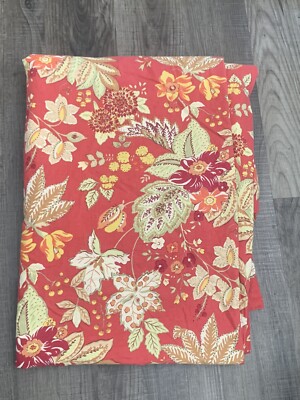 Pottery Barn Paisley Floral Linen Blend Twin Duvet Cover Jacobean Red/Rust-image