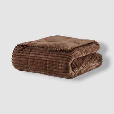 Madison Park Premier Comfort Throw 60 x 70 Brown Corduroy Down-Alternative BED11-image