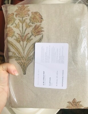 Pottery Barn Elinor Floral Mughal Drapes Set 2 Neutral Flax 50x 84 Curtains More-image