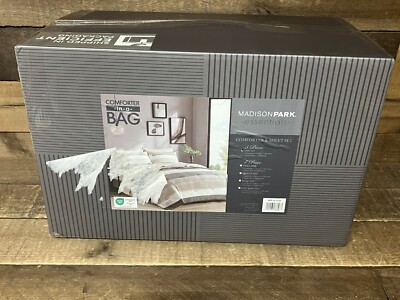 ⚡️ Madison Park Essentials Jaxon Stripe Comforter & Sheet Twin MPE10-1036 NEW ⚡️-image